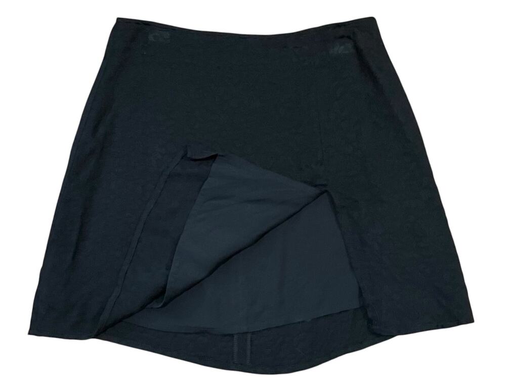 Skylar + Madison Mini Skirt Black Embossed Animal Print Slit Womens Sz S